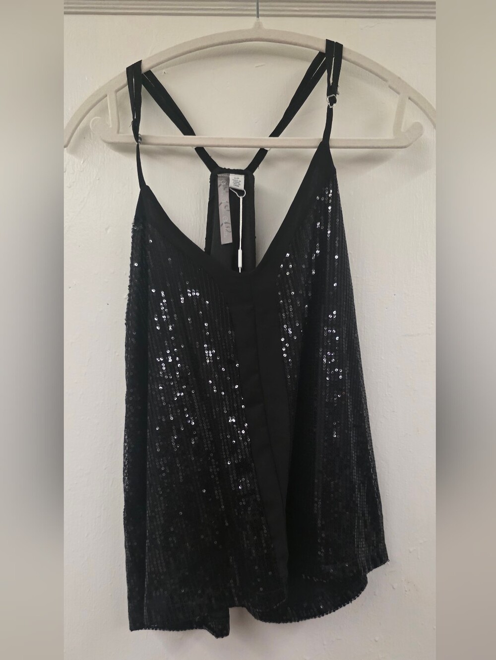 🔥Charlie Charlie Charlotte Black Sequin Racerback Tank Top Size Small NWT - Picture 1 of 8
